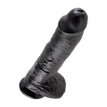 Zwarte realistische dildo met ballen 25 cm