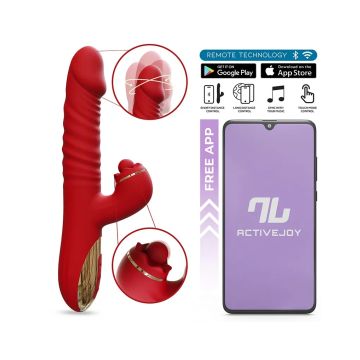 Ascen Stuwende Rabbit Vibrator met App - Rood