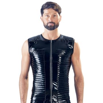 Heren Lak Shirt in Biker Stijl