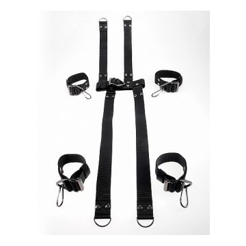 Hogtie en Collar Bondage Set - Zwart