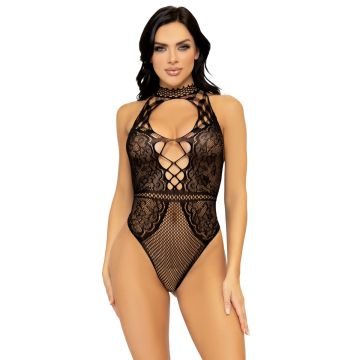 Leg Avenue Halter String Bodysuit Sexy Decolleté - Zwart