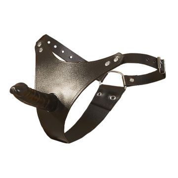 Leren String Zwart S-L Met Voorbind Penis