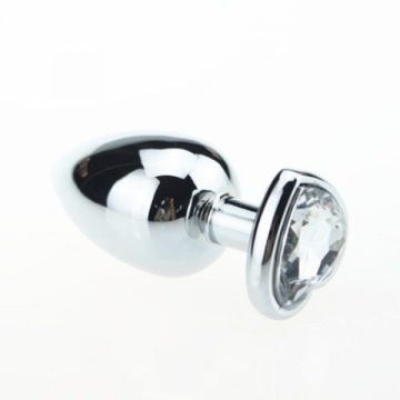 Medium Buttplug Met Hartjes Juweel - Transparant