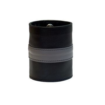 Mister B Leren Polsband met Ritsje - Zwart / Grijs