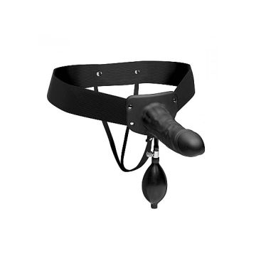 Opblaasbare Holle Strap-on - Zwart