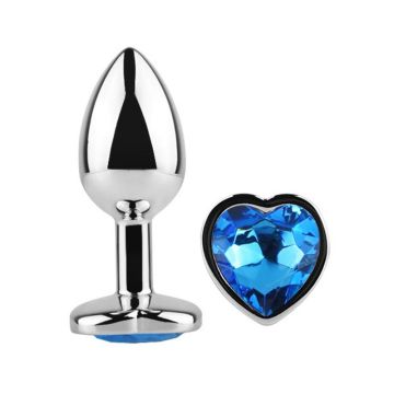 Hartvormige Buttplug Blue Sapphire Maat L
