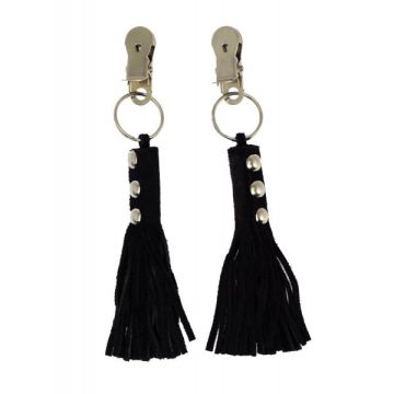 Rimba Tepelklemmen met leder zweepje Zwart