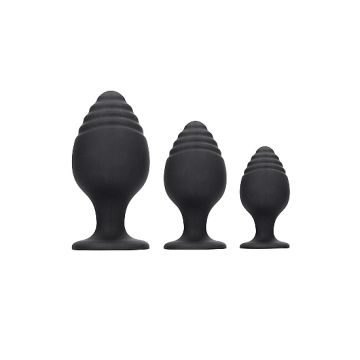 Rippled Butt Plug Set - Zwart