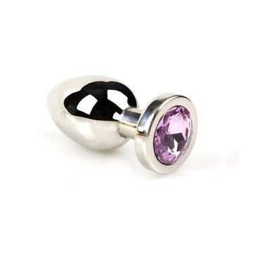 RVS Buttplug met Roze Juweel