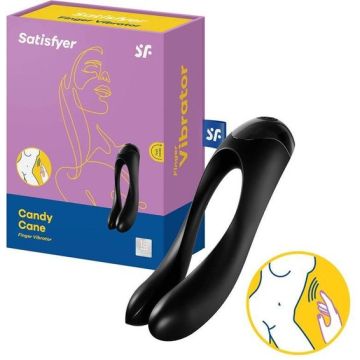 Satisfyer - Candy Cane Vinger Vibrator Zwart