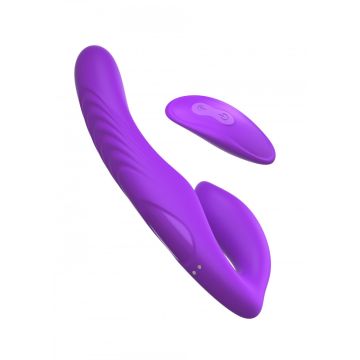 Strapless Strap-on met Afstandsbediening - Paars