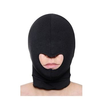 Zwart rekbaar masker met open mond