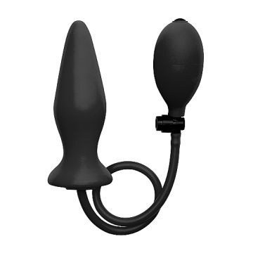 Zwarte Opblaasbare Siliconen Plug - Ouch!