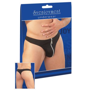 Zwarte String met Sexy Rits