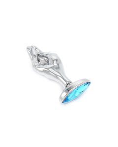 Fist Butplug met Blauwe Steen - L