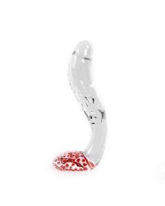 Glazen Dildo Transparant Swan Curve & Rode Stippen