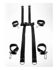 Hogtie en Collar Bondage Set - Zwart bovenkant