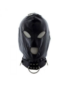 Kunstleren Bondage Masker met Haken - Zwart voorkant