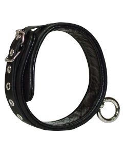 Lederen halsband met ring