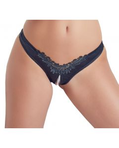 Open Kruis String Met Parels - Zwart kopen