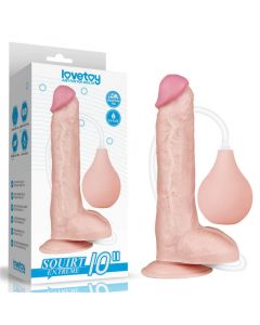Spuitende Realistische Dildo met Knijpbal naast doos
