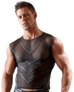 Zwart Wetlook Shirt met Transparante Voorkant