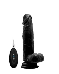 Zwarte Vibrator Realistisch  - 20 cm met balzak
