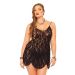 Kanten Chemise Plussize - Zwart