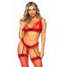 Kant en Ruches Jarretel Set - Rood
