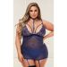 Sexy Mini Jurk en String Set - Queen Size - Blauw Sexy Mini Jurk en String Set - Queen Size - Blauw