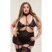 Strappy Mini Jurkje met String - Queen Size - Zwart Strappy Mini Jurkje met String - Queen Size - Zwart