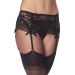 Glossy Jarretel Gordel met G-String en Kousen - Zwart