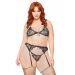 Bra, garter belt and string +