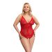 Vurige Transparante Kruisloze Bodysuit - Rood Vurige Transparante Kruisloze Bodysuit - Rood