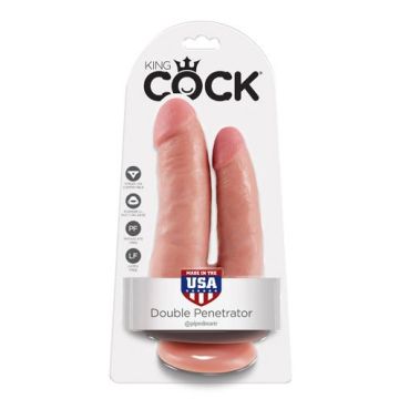 Huidkleurige dubbele dildo 22 cm 