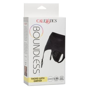 Boundless Harnas String met Jarretel - Zwart