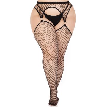 Leg Avenue Industriële Netkousen met O-ring - Zwart