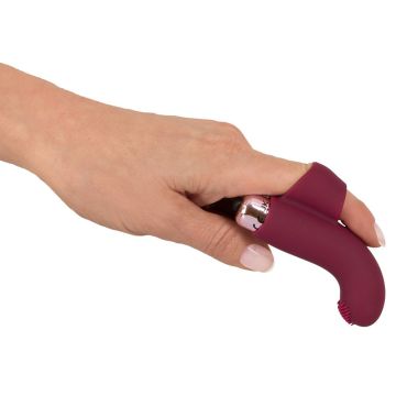 Vinger vibrator met rekbare ring - Rood