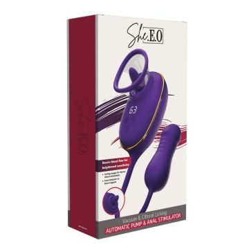 Likkende Clitoris Pomp met Anale Stimulator - Paars