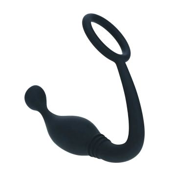 Silicone Cockring met Prostaatstimulator M - Zwart