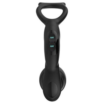 Vibrerende Buttplug met Dubbele Cockring - Zwart