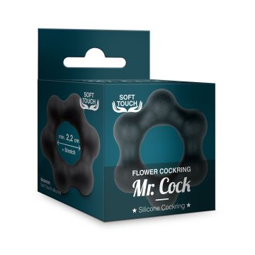 Siliconen Cockring Mr. Cock Flower - Zwart