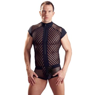 Zwart Gestreepte Heren Body