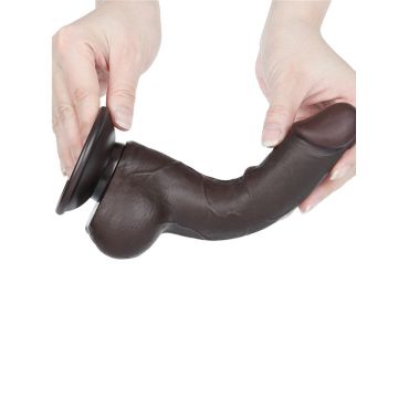 Realistische Aftrekbare Dildo Met Ballen Bruin - 19.5 cm