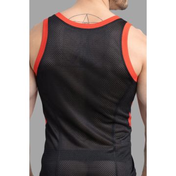 Maskulo Skulla Mesh Tanktop - Zwart/Rood