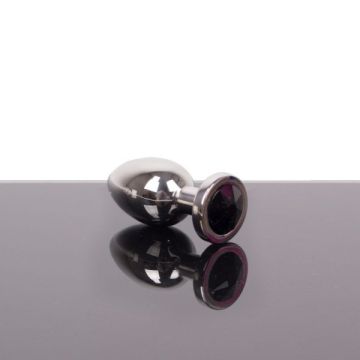 RVS Buttplug met Zwart Juweel