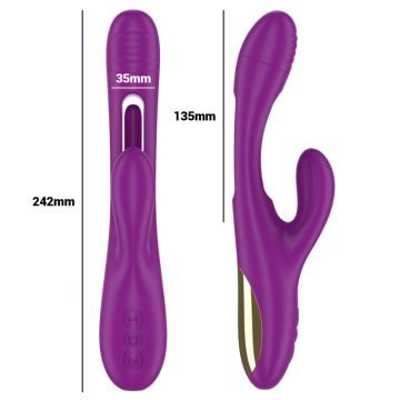 Intense Multifunctionele Rabbit Vibrator met Oscillerende Tong Apolo - Paars