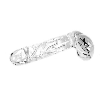 Kiotos Glazen Dildo ClearPenis Round met Ballen - 20 cm