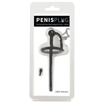 Penisplug Ring en Stopper - Zwart