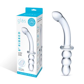 Dubbele Dildo G-Spot Glazen Ribbed